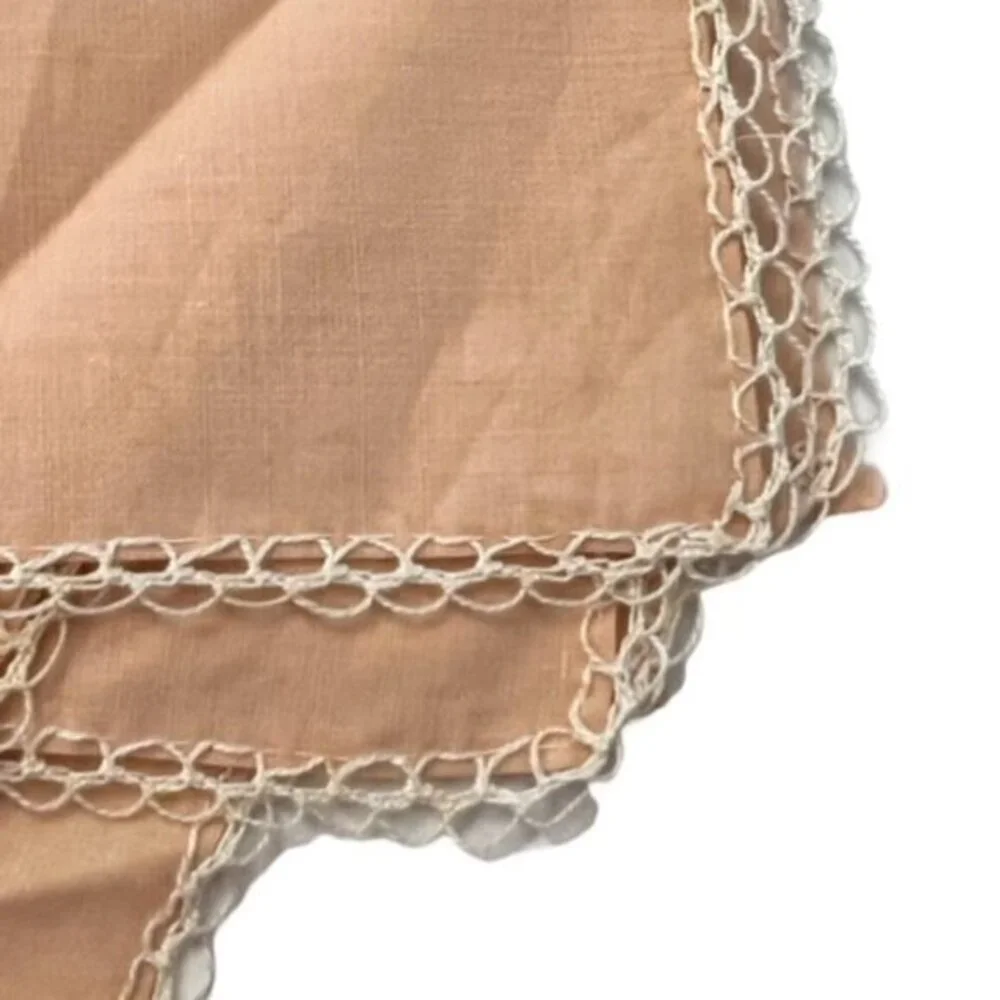 Crochet Lace Napkin‎ Set 8 Pieces Soft Peach Vintage Cottagecore FARMHOUSE Boho